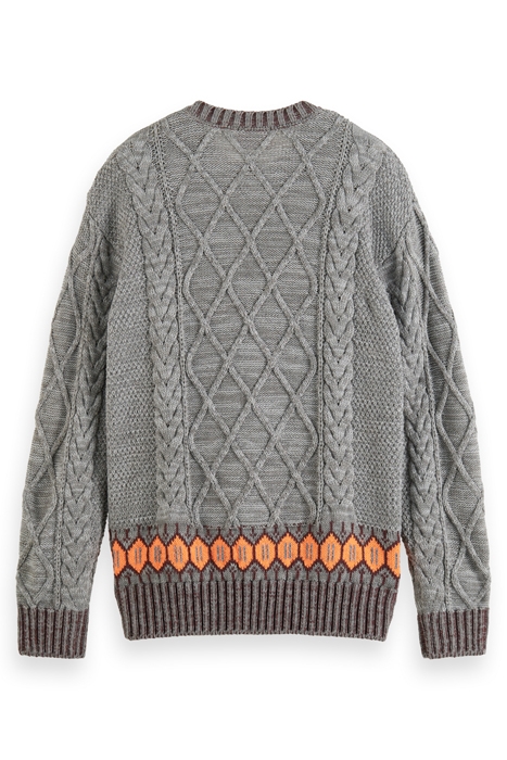 DROPPED SHOULDER FIT WOOL BLEND STRUCTURE SWEATER GREY MELAN 5