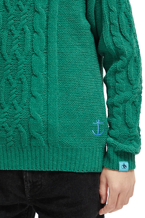CHENILLE CABLE KNIT DEEP GREEN 6