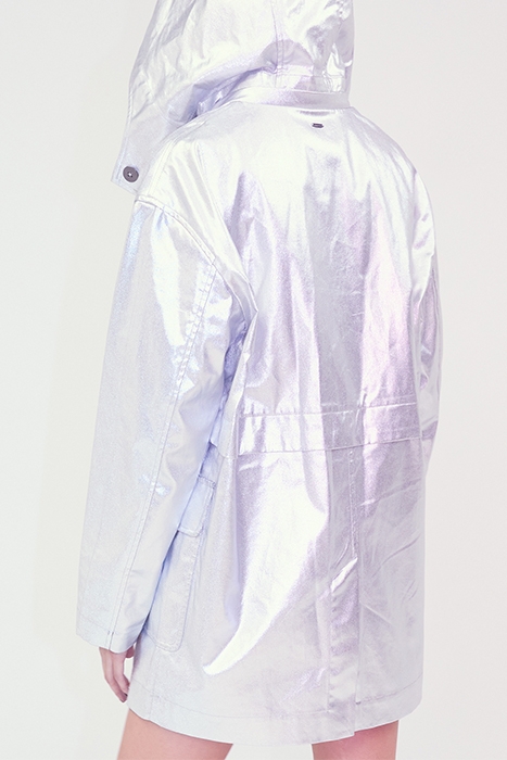 SILVER COATED COTTON PARKA WITH DETACHABLE HOOD 2