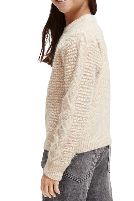 CABLE KNIT PULLOVER ECRU MELANGE 6