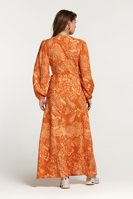 NAIROBI DRESS ARTSY LEAVES FRESH APRICOT ORANGE 2