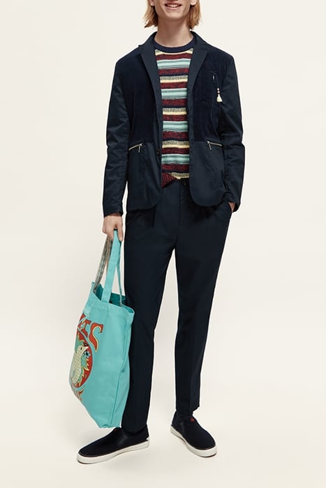 CORDUROY-PANELLED TWILL 3-BUTTON BLAZER NIGHT 2