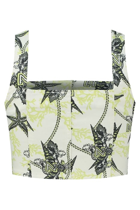 CHELSEA PRINTED TOP STAR WHITE/LIME YELLOW 2