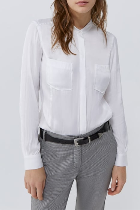 WHITE SATIN SHIRT WITH DIAMANTÉ SLOGAN ON BACK 1