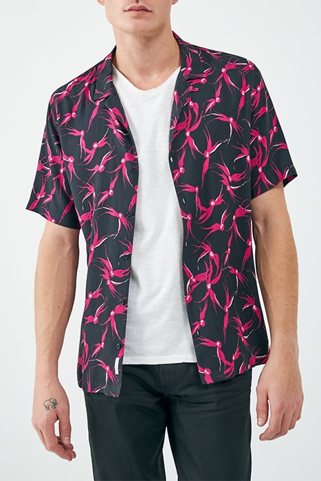 BLACK REGULAR SHIRT WITH PINK FLORAL PRINT 4