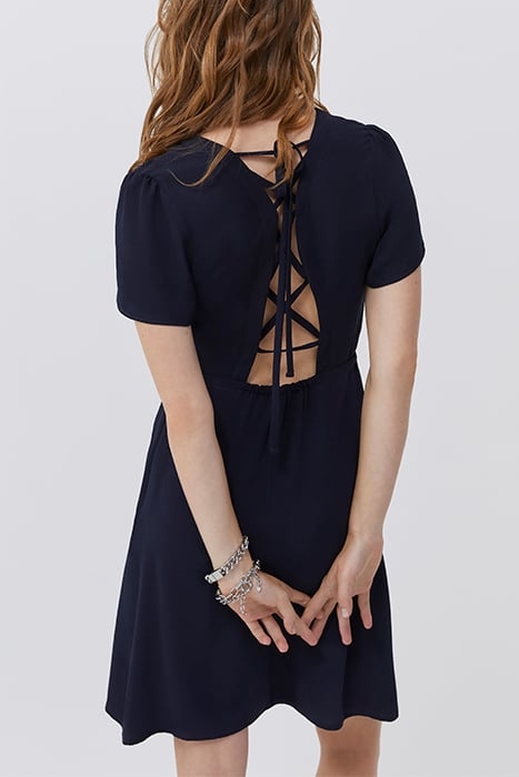 NAVY DRESS WITH LACED BACK 2