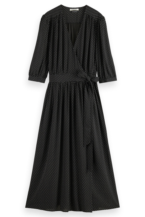 MIDI WRAP DRESS POLKA EVENING BLACK 4