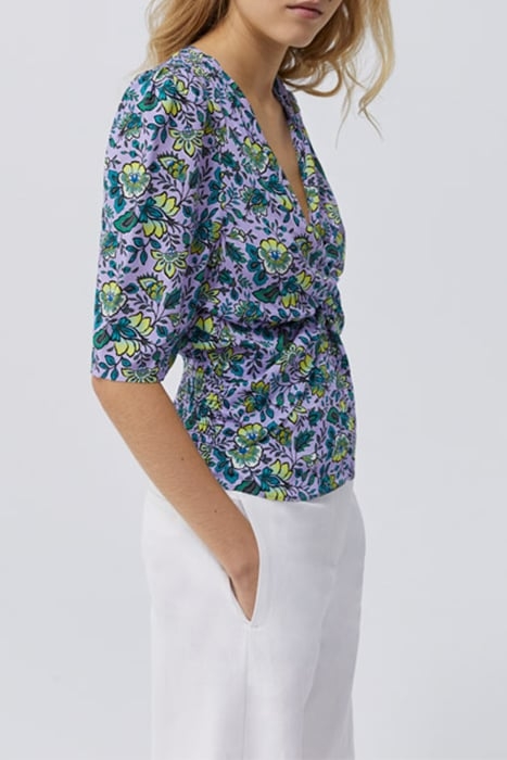 LILAC XL FLOWER PRINT DRAPED BLOUSE 6