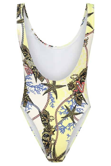 PRINTED SWIMSUIT LIME YELLOW/CORAL 2