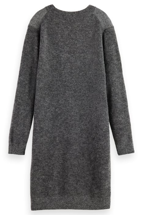RELAXED V NECK KNITTED DRESS CHARCOAL MELANGE 5