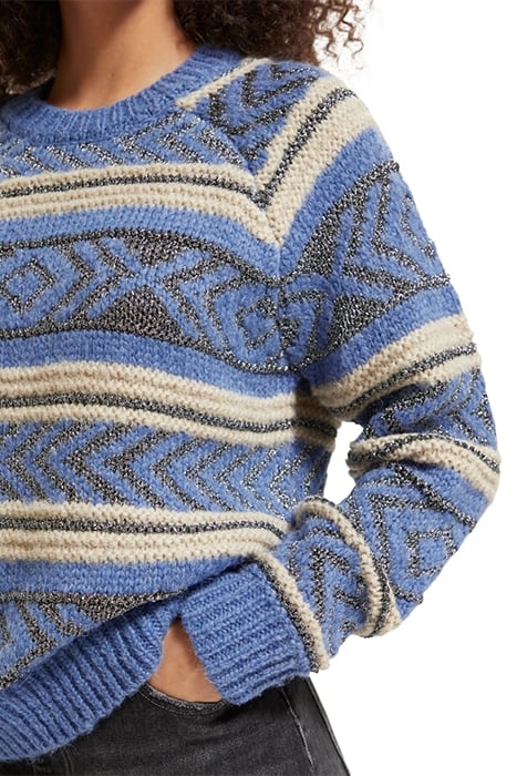 METALLIC FAIR ISLE PULLOVER DUTCH BLUE 6