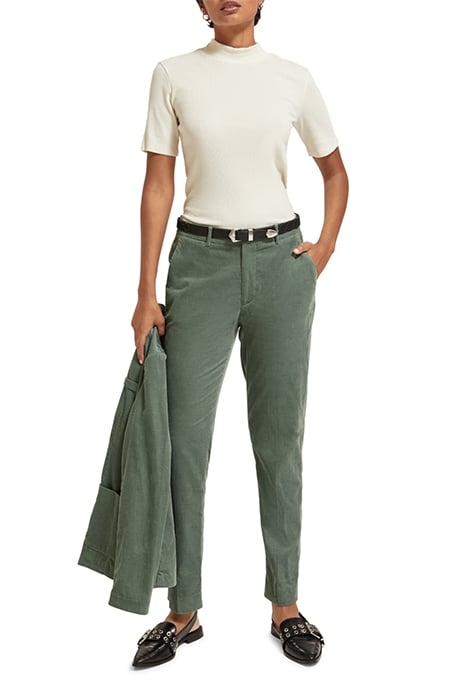 LOWRY - MID RISE SLIM PANT IN CORDUROY SEA WEED 3