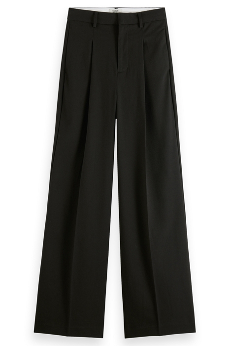 ROSE - PLEATED HIGH RISE WIDE LEG GABARDINE PANT EVENING BLA 4