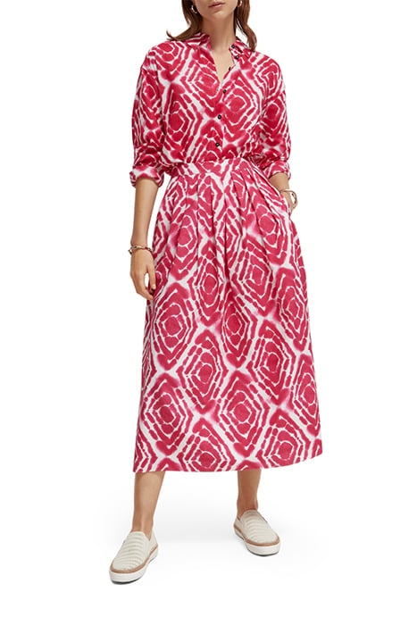 PRINTED SKIRT WITH PLEATS DISCO TIE DYE POP PINK 2