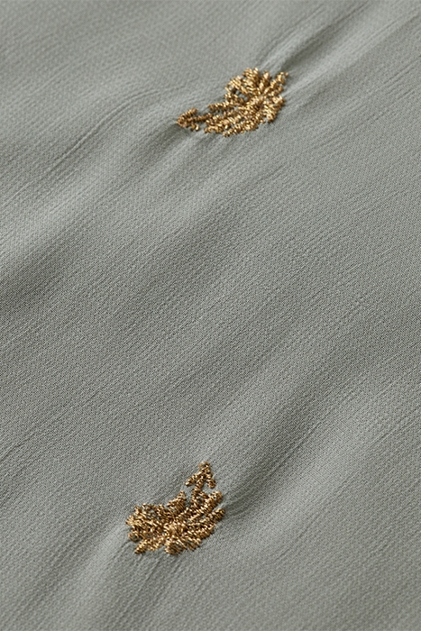 EMBROIDERED TOP WITH TIE NECK GREY SHEER JACQUARD 7