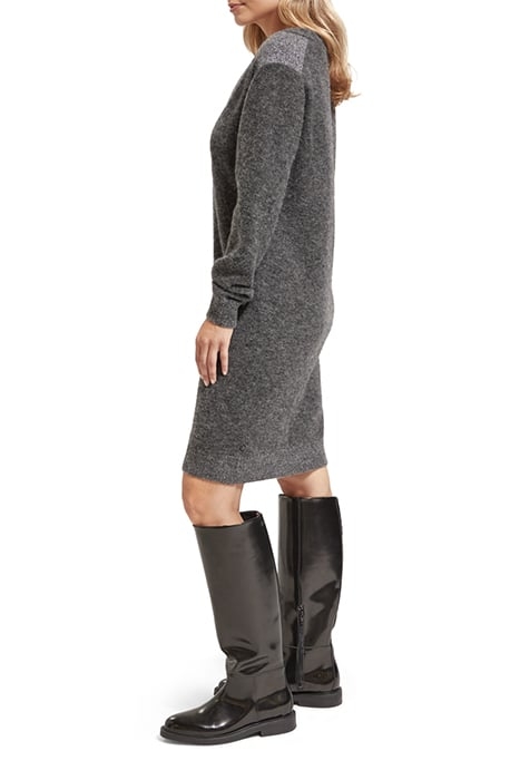 RELAXED V NECK KNITTED DRESS CHARCOAL MELANGE 6