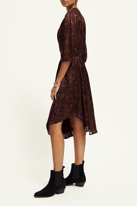ASYMMETRIC WRAP DRESS FEATHER BORDEAUX 6
