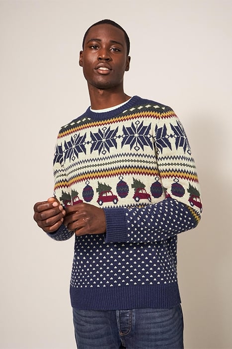 NOVELTY FAIRISLE CREW NAVY 1