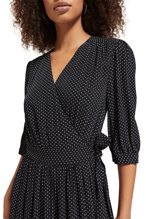 MIDI WRAP DRESS POLKA EVENING BLACK 7