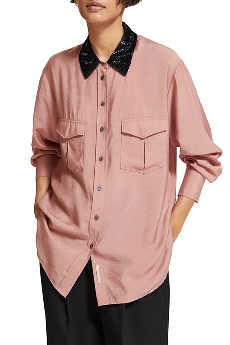 RELAXED FIT SHIRT WITH BEADED COLLAR AND CHEST POCKETS DUSTY 1