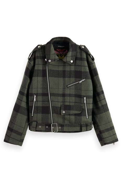 GREEN CHECK BIKER JACKET MILITARY GREEN CHECK 4