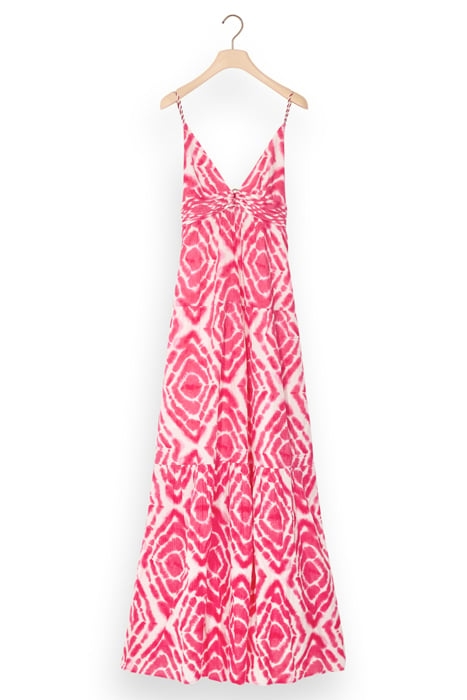MAXI WAISTED DRESS DISCO TIE DYE POP PINK 3