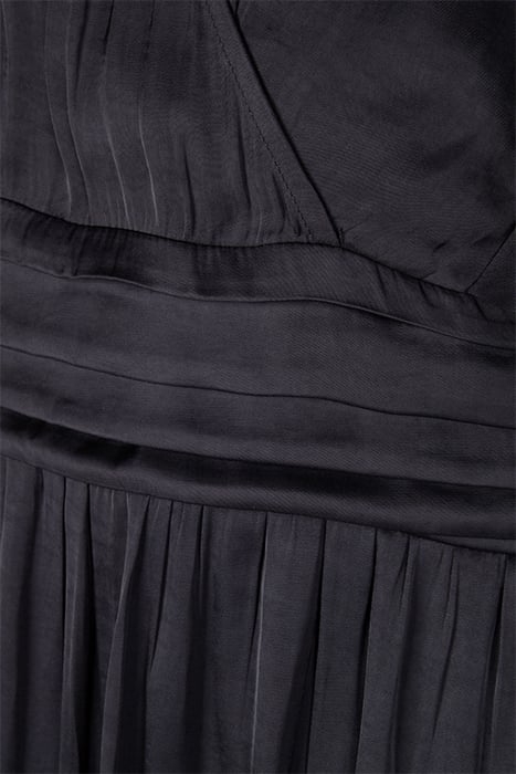BLACK RECYCLED SATIN DRESS WITH DRAPED BELT 8