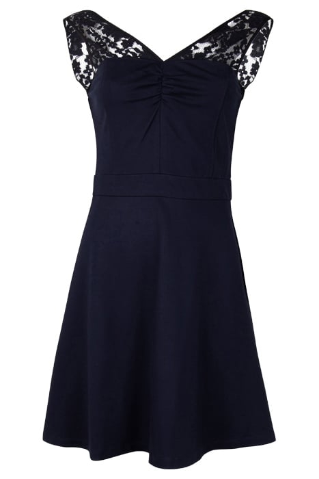 NAVY DRESS WITH BLACK LACE STRAPS 4