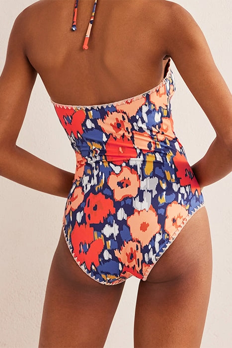 CROCHET TRIM WRAP SWIMSUIT NAVY, ABSTRACT POPPY 2
