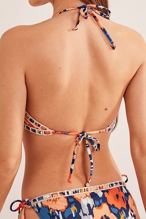 CROCHET TRIM BIKINI TOP NAVY, ABSTRACT POPPY 2