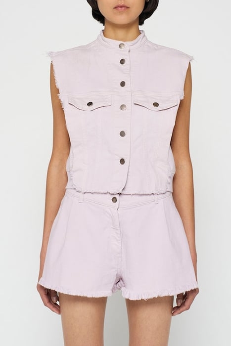CROPPED TWILL GILET PALE LILAC 1