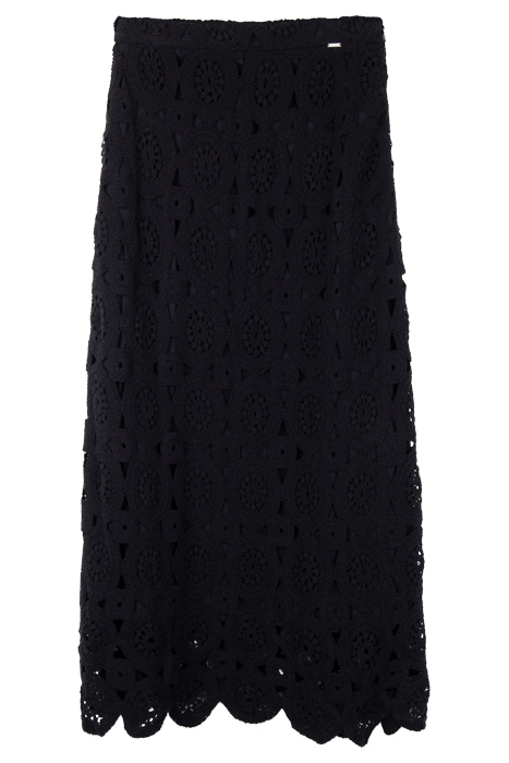 BLACK LINED CROCHET LONG SKIRT 3