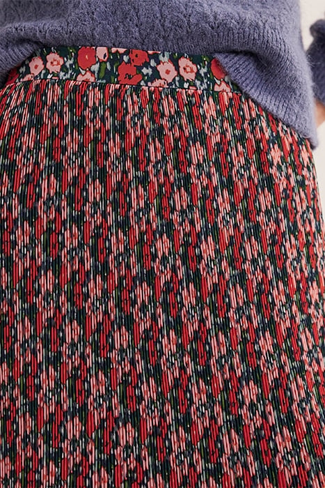 KNEE LENGTH PLISSE SKIRT MULTI, ABSTRACT POPPY SMALL 4