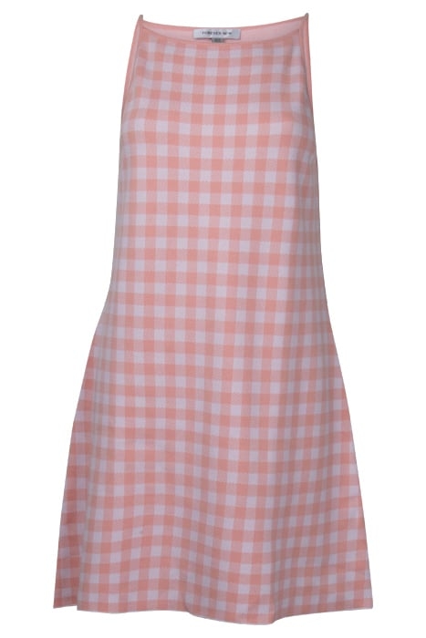 ELENA A LINE MINI KNIT DRESS PINK CHECK 1