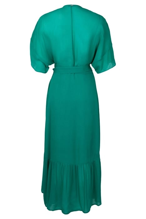 GREEN WRAP LONG DRESS 4