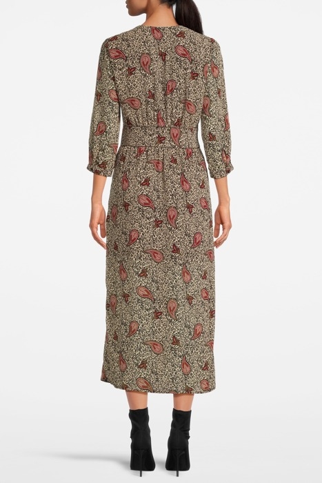 ECRU LONG RECYCLED PAISLEY LEOPARD PRINT DRESS 2