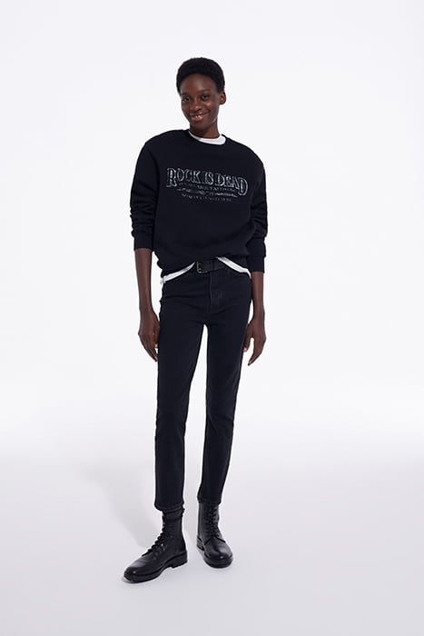 ROCK IS DEAD ROUND NECK SWEATSHIRT BLACK WASHED 3