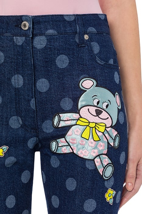 ANIMAL PATCH POLKA DOT DENIM TROUSERS BLUE 4