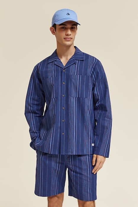 SPACE DYE STRIPE SHIRT NAVY BLUE STRIPE 1