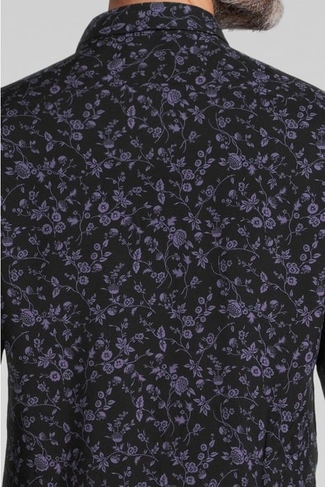 BLACK LENZING™ ECOVERO™ SLIM SHIRT WITH DARK PURPLE FLOWER M 4