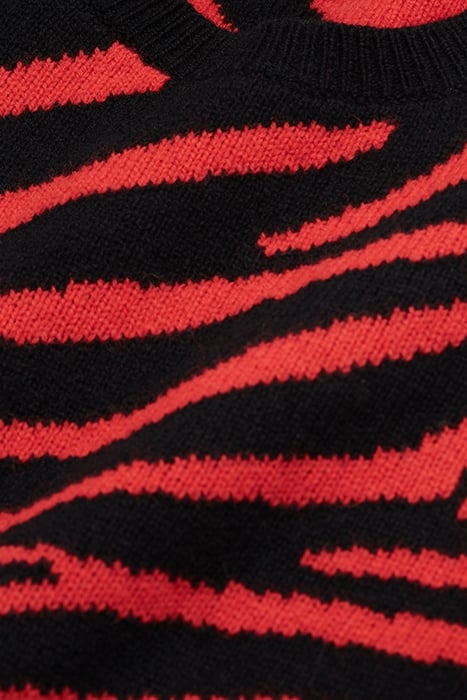 JACQUARD ROUND NECK BLACK - RED 2