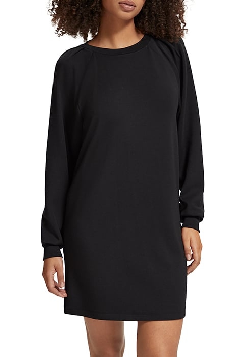 TUCK DETAIL JERSEY DRESS EVENING BLACK 1