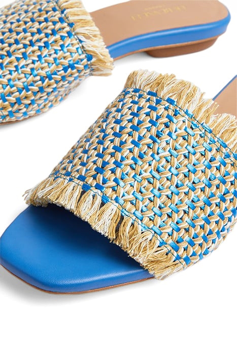 FLS MEERA WOVEN RAFFIA BLUE/CREAM 4