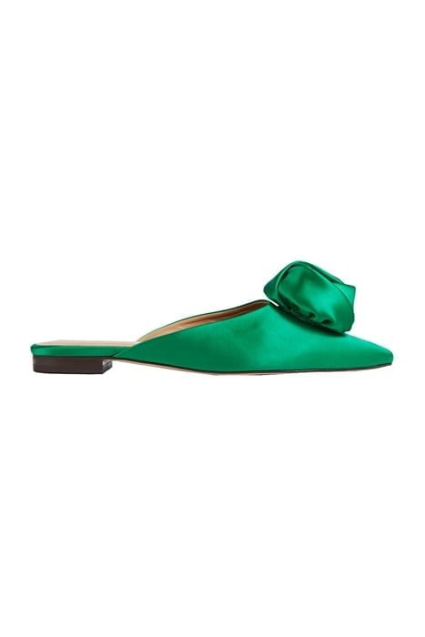 ROSIE SATIN ROSE FLAT EMERALD 1