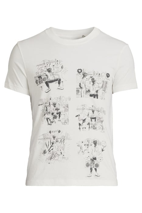 WHITE ORGANIC T-SHIRT WITH HIP-HOP CARTOON IMAGE OFF WHITE 3