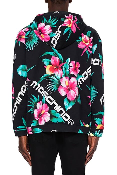 HIBISCUS PRINT HOODIE BLACK 2