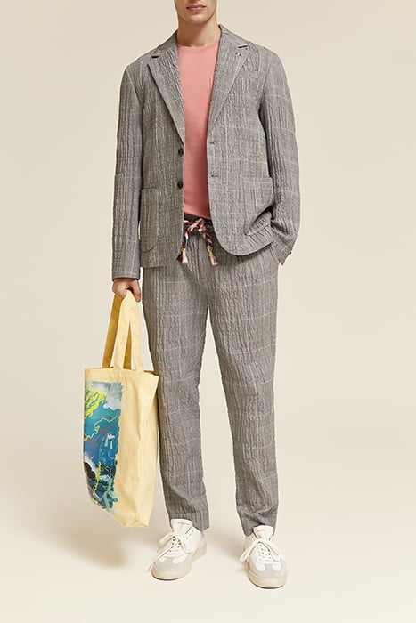 CHECKED COTTON-BLEND SEERSUCKER BLAZER BLACK ECRU CHECK 2