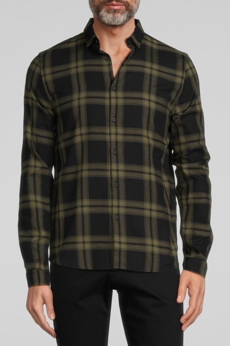 KHAKI CHECKED MOTIF ORGANIC REGULAR SHIRT KHAKI 1