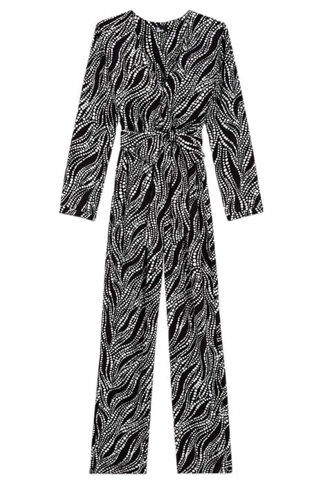 PRINT PEARL LONG-SLEEVED JUMPSUIT BLACK WHITE 3