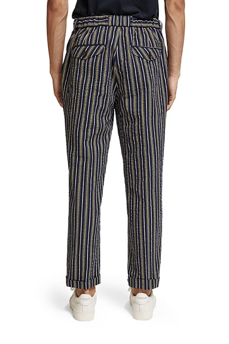 SEASONAL - LOOSE TAPERED STRIPED SEERSUCKER CHINO NAVY/ WHIT 2
